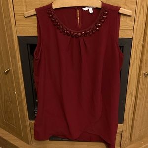 Alfred Sung Sleeveless Dark Red Blouse